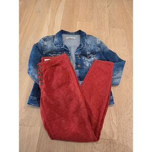 Pilcro & the Letterpress Anthropologie High-Rise Skinny Floral Button Front Pant